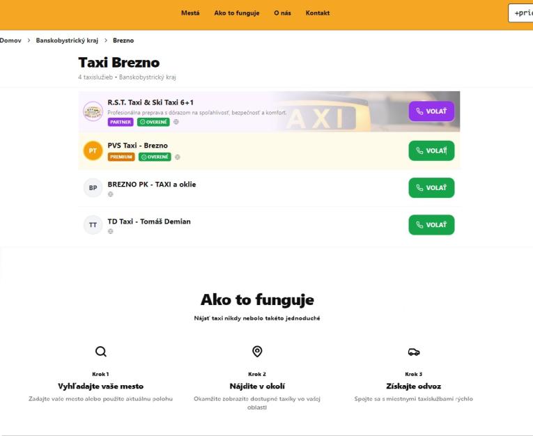 TAXI SLUŽBY V OKOLÍ BREZNA
